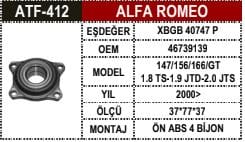 ALFA ROMEO 156 ÖN TEKER RULMANI 46739139 37 CAP - Yedek Parça