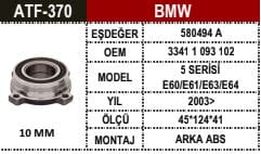 BMW E39 ARKA PORYA 33411095652 - Yedek Parça
