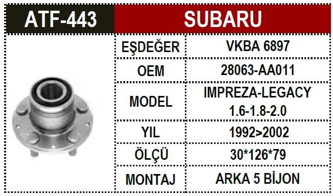 SUBARU IMPREZA 92-00 ARKA PORYALI RULMAN ABSLİ - Yedek Parça