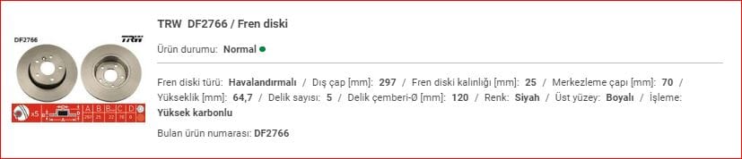 RANGE ROVER 4.6 P38 ÖN DİSK TAKIM&nbsp;NTC8780 - Yedek Parça