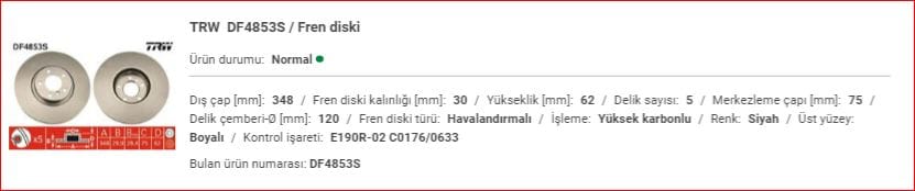 BMW X5-X6 ÖN DİSK ADET 34116886477 - Yedek Parça
