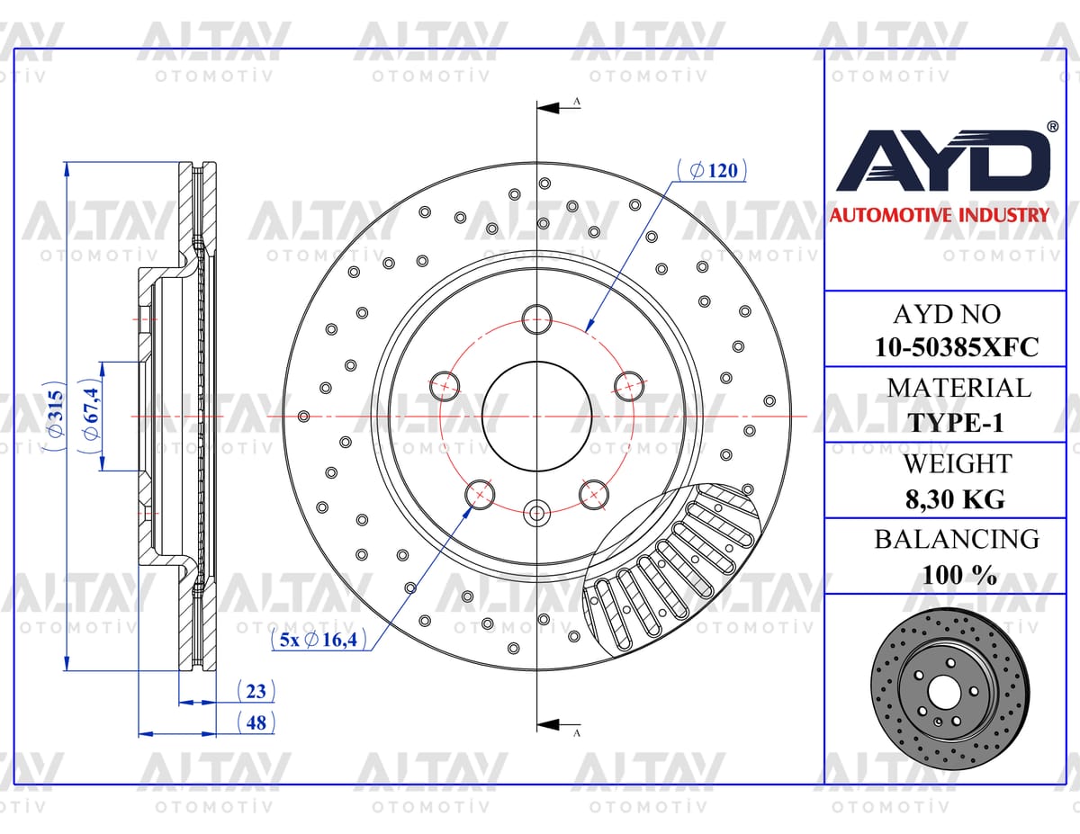 FREN DİSKİ INSIGNIA A 08-17 / ARKA HAVALI 17 JANT 315-5 (DELİKLİ PERFORMANS TİP) - Yedek Parça