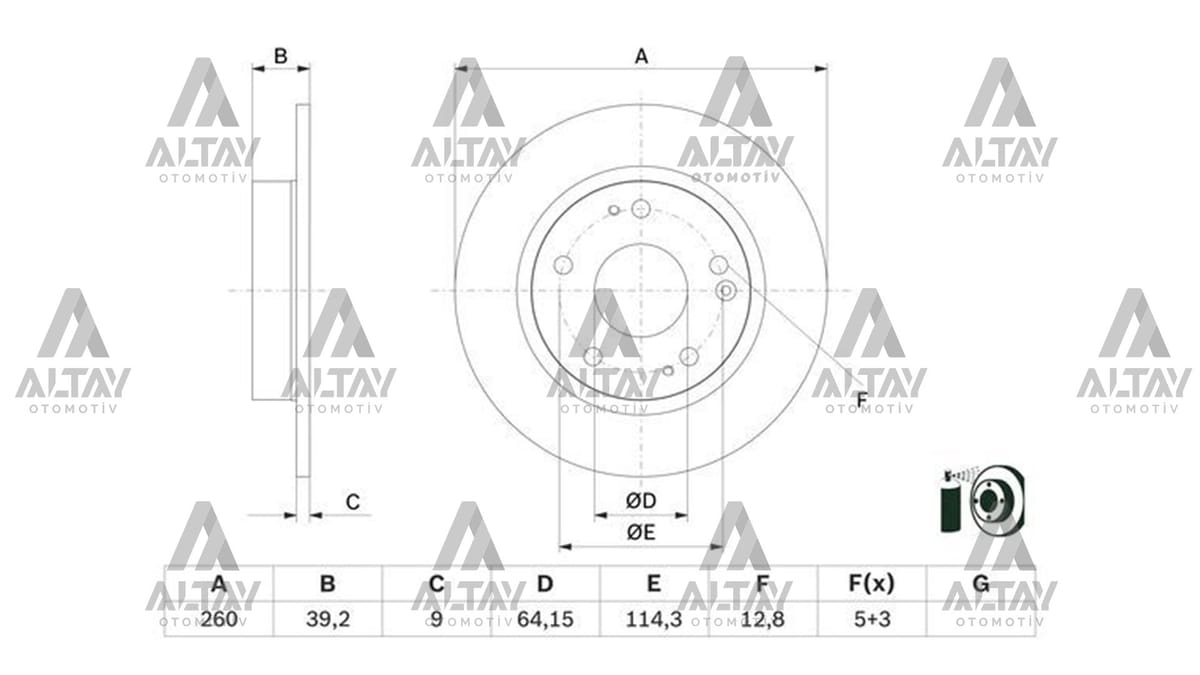 FREN DISKI CIVIC 16-21 FC5 / CIVIC 22=> ARKA DÜZ 1.6 I-VTEC 125 HP / 1.5 TURBO 182 HP 260-5 - Yedek Parça
