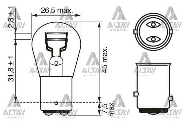 AMPÜL ECO 12V P21/5W 1016 FREN ARKA SIS SASI DUY ÇAPRAZ TIRNAK