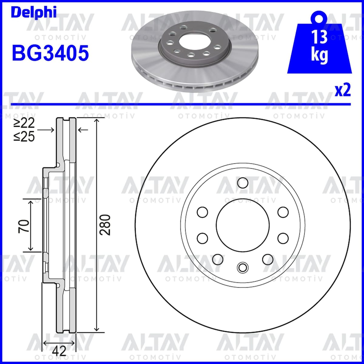 FREN DİSKİ ASTRA H 04-10 / ASTRA G 98-07 / ZAFIRA A 98-05 / MERIVA A 03-10 / ÖN HAVALI 280-5 (SET) - Yedek Parça