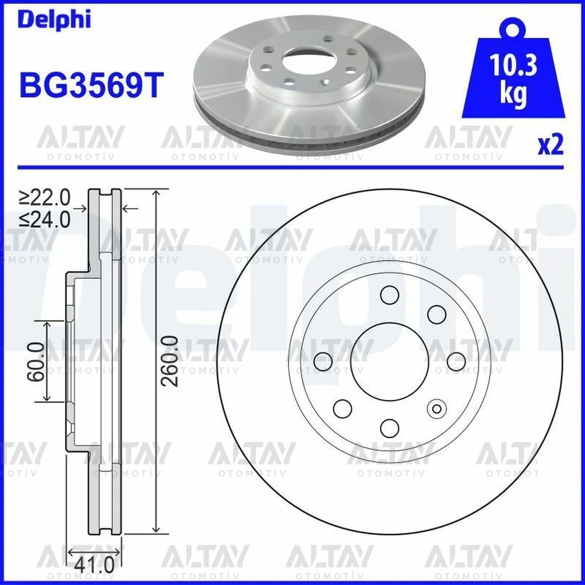 FREN DİSKİ CORSA C 00-06 / COMBO C 01-06 / TIGRA 00-06 / ÖN HAVALI 260-4 (SET) - Yedek Parça