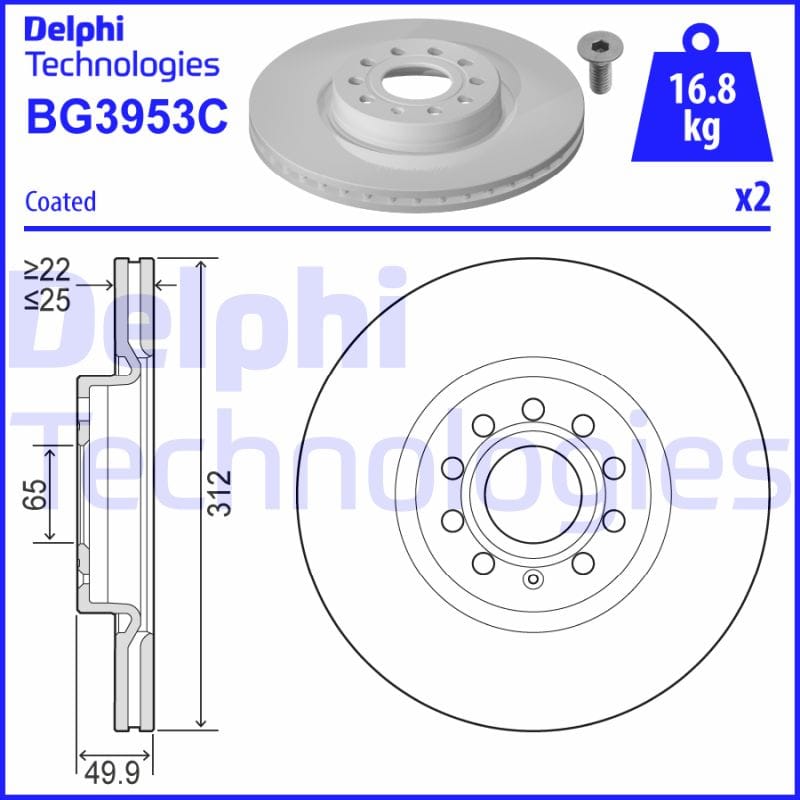 FREN DİSKİ CADDY / PASSAT / JETTA / GOLF / OCTAVIA 04=> / ÖN 312mm (SET) - Yedek Parça