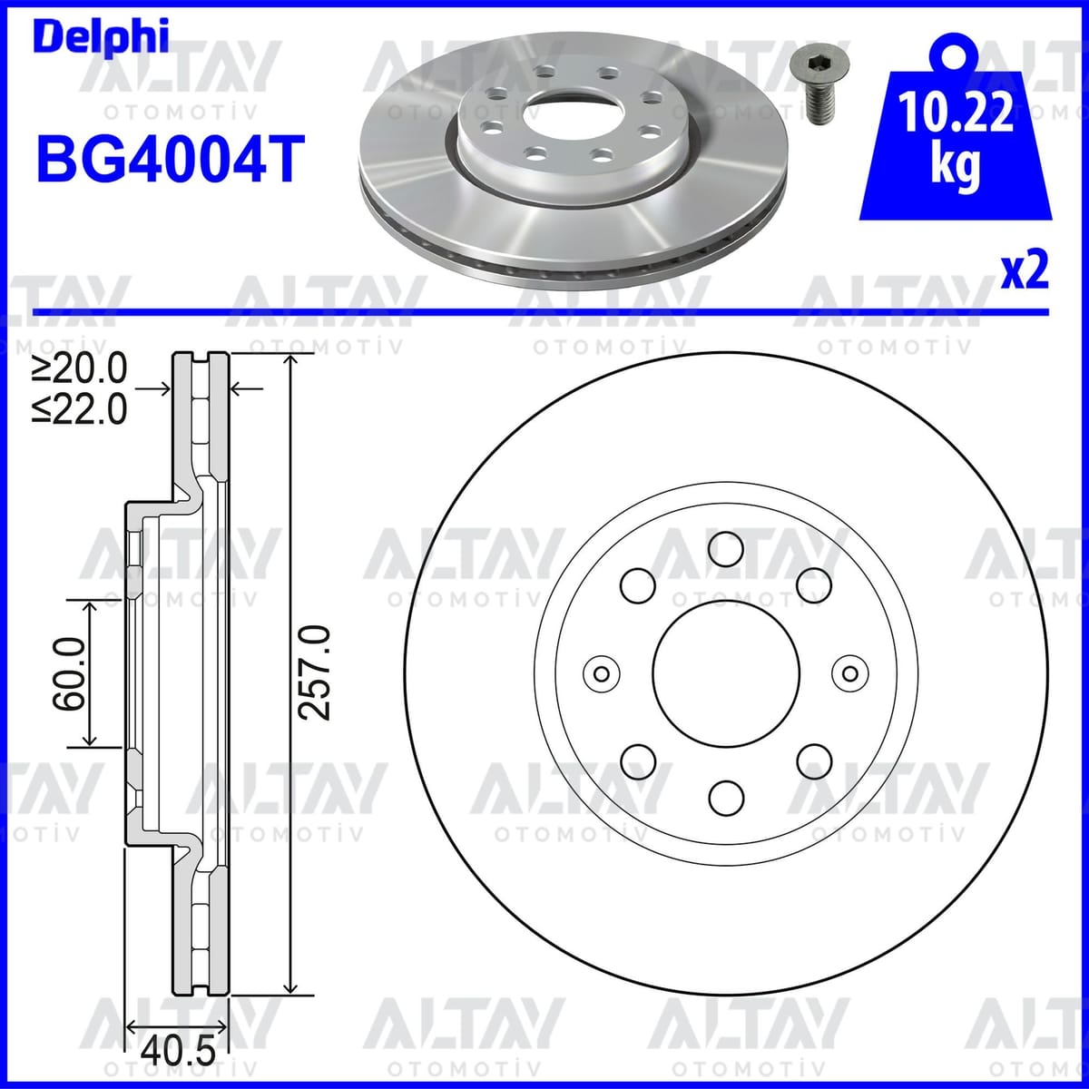 FREN DİSKİ GRANDE PUNTO 05-12 / CORSA D 06-14 / ÖN HAVALI 257-4 (SET) - Yedek Parça