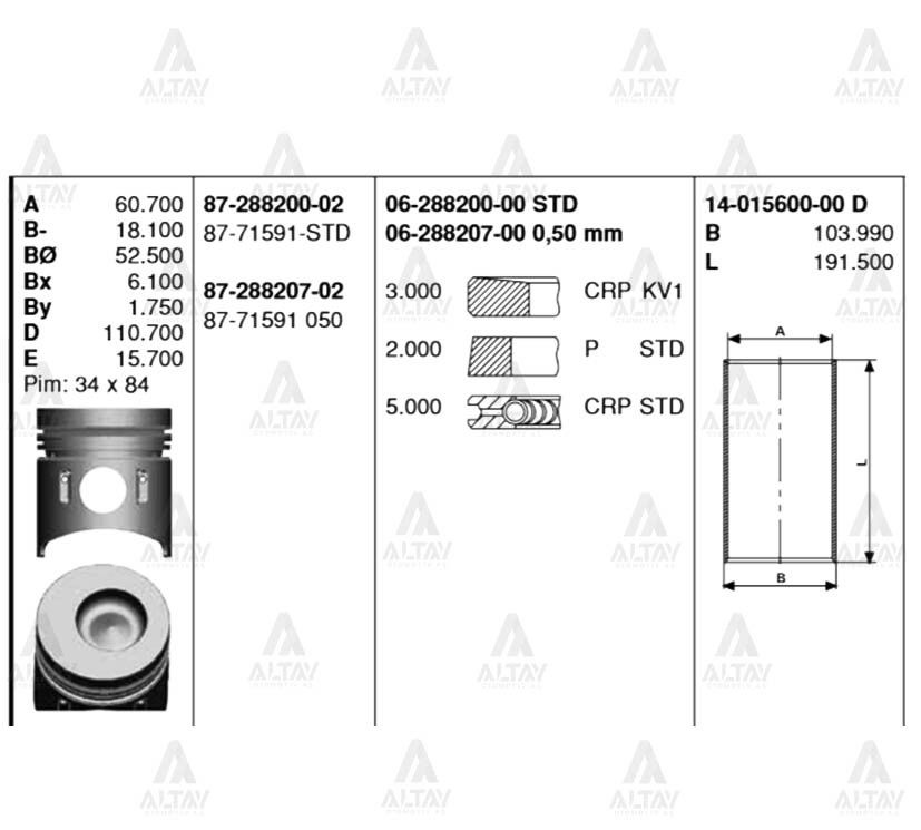 SEGMAN CANTER 304 / 444 / H-350 / 4D31 / 3.3 / STD - Yedek Parça