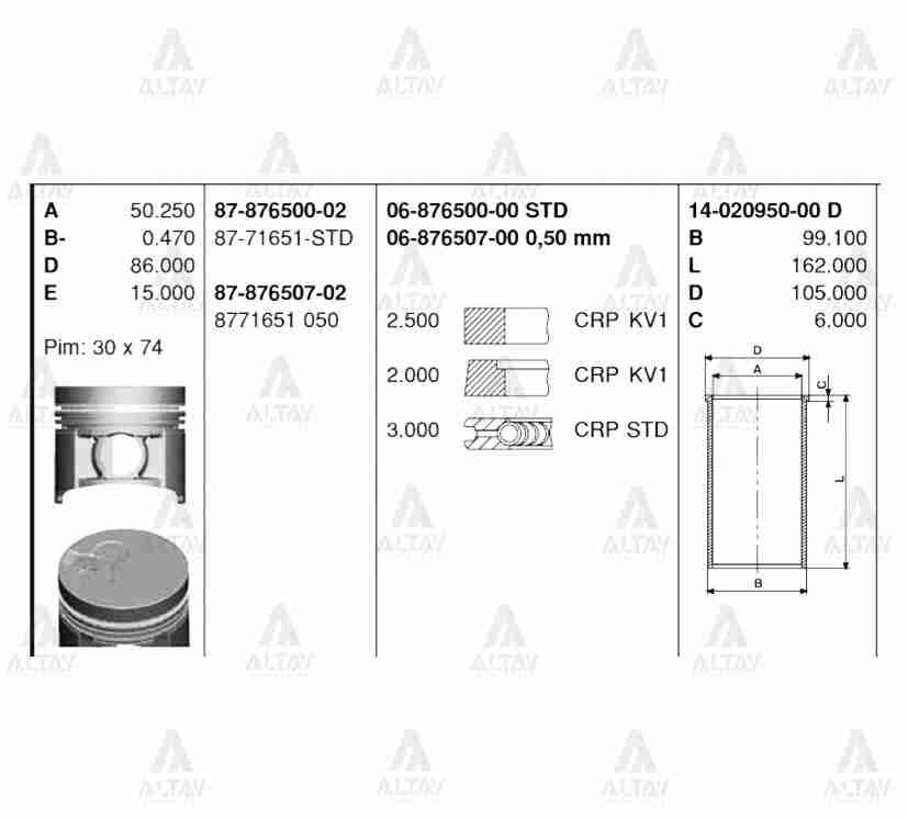 SEGMAN PICKUP 97-02 / 96.00mm / TD27 / STD - Yedek Parça