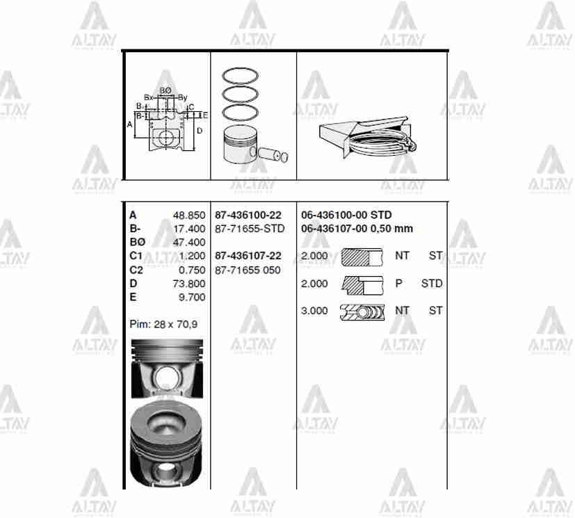 PİSTON SEGMANLI PICKUP NAVARA 08-15 / PATHFINDER 08-14 EURO5 YD25DDTI STD - Yedek Parça