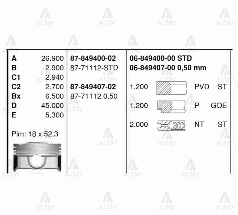 PİSTON SEGMANLI I-30 12-16 / IX-35 10-15 / SPORTAGE 11-16 / IX-20 10-13 1.6 BENZİNLİ 050 - Yedek Parça