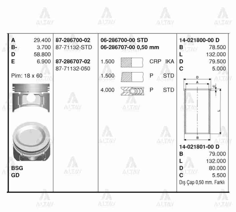 PİSTON SEGMANLI EXCEL 90-94 / LANCER 1.5 STD - Yedek Parça