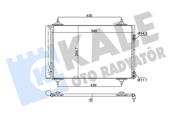 RADYATÖR KLİMA  307 / 308 / 3008 / 5008 / PARTNER TEPEE / RCZ / C4 / C4 PICASSO / BERLINGO 1.4-1.6 16V 1.6HDI 04=>  DS 5 EP6CDT (AT/MT) KURUTUCU İLE  BRAZING (525X361X16) - Yedek Parça