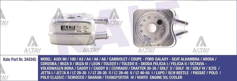 YAĞ SOĞUTUCUSU TRANSPORTER T4 / LT35 / GOLF / A3 / A4 / CRAFTER 97=> ACV-AGR-ALH-ANJ-AVR-BJK 2.5 TDİ CONTALI - Yedek Parça