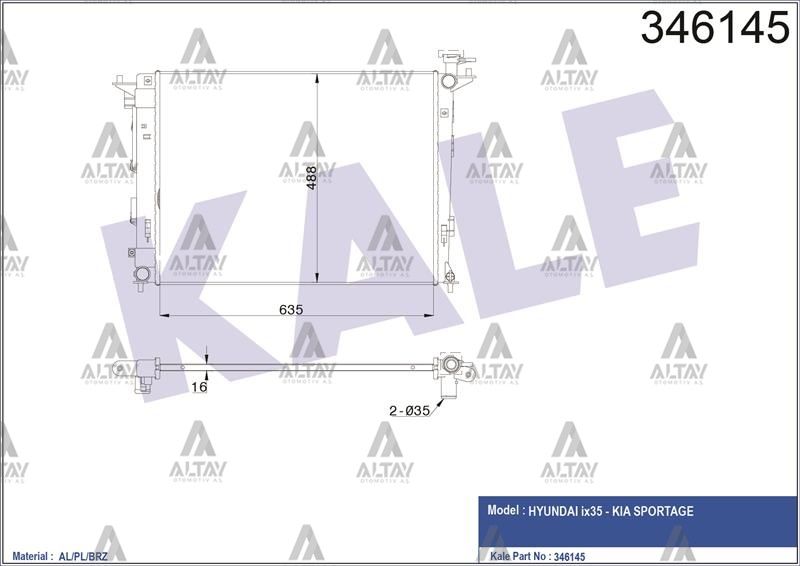 RADYATÖR SU IX-35 10-15 / SPORTAGE 11-15 1.6 BENZİNLİ M-T BRAZING - Yedek Parça