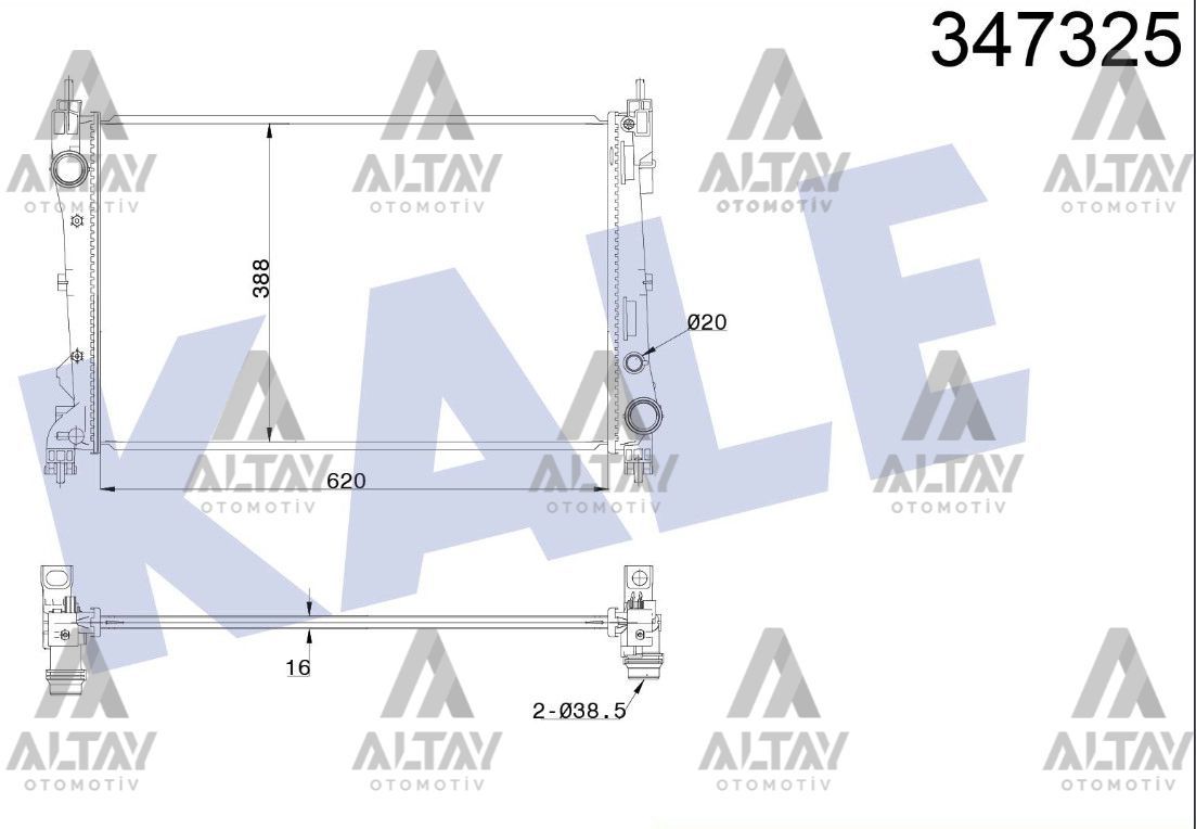 RADYATÖR SU DOBLO / PUNTO / CORSA D Z13DTH-A13DTE-Z13DTE-A16LER-B16LER M-T BRAZING 16mm - Yedek Parça