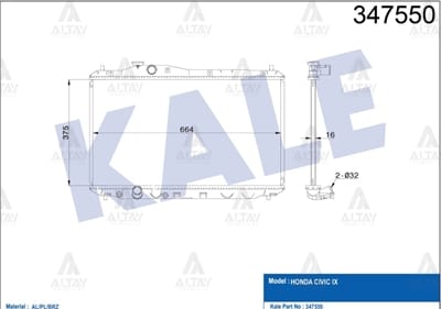 RADYATÖR SU CIVIC 12-16 FB7 1.6 İ-VTEC M-T BRAZING - Yedek Parça