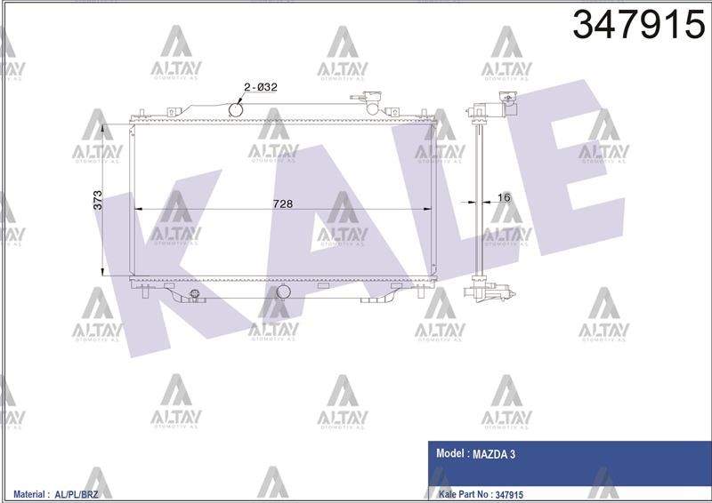 RADYATÖR SU MAZDA 3 13-17=> A-T BRAZING - Yedek Parça