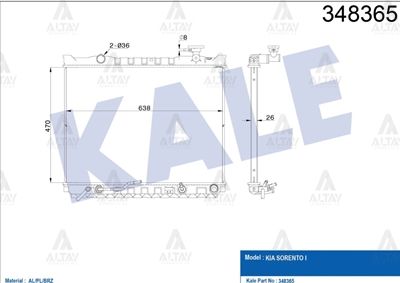 RADYATÖR SU SORENTO 06-09 26mm A-T BRAZING - Yedek Parça