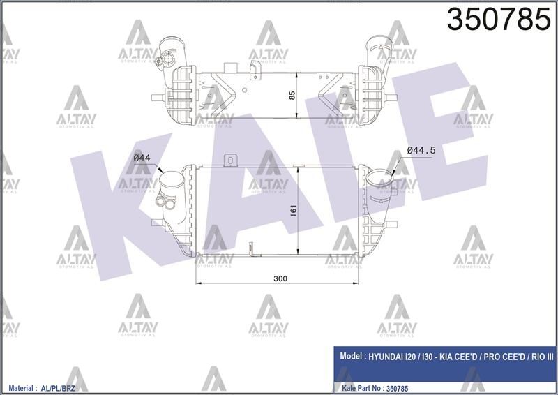 TURBO RADYATÖRÜ (INTERCOOLER) ACCENT 14-18 BLUE / I-20 15-18 / I-30 RIO CEED 15-17 DİZEL - Yedek Parça