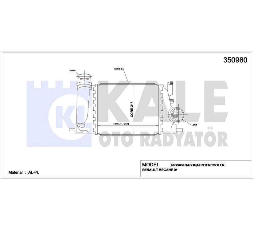 TURBO RADYATÖRÜ (INTERCOOLER) QASHQAI 14=> 1.5 DCI / X-TRAIL 15=> / KADJAR / SCENIC / MEGANE / TALISMAN - Yedek Parça