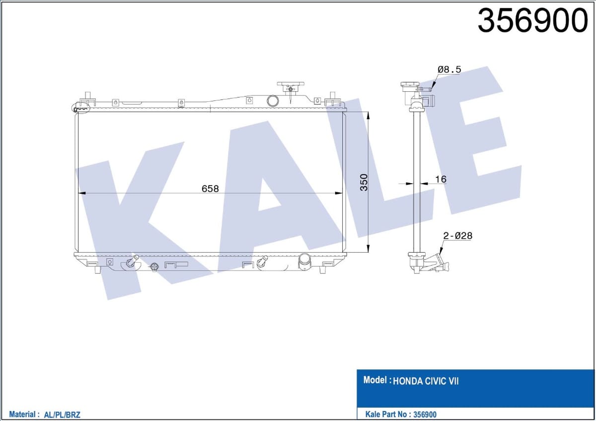 RADYATÖR SU CIVIC 01-06 A-T BRAZING - Yedek Parça