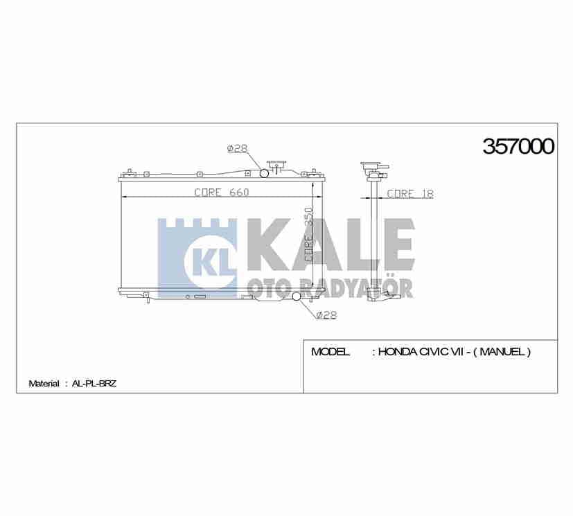 RADYATÖR SU CIVIC 01-06 M-T BRAZING - Yedek Parça