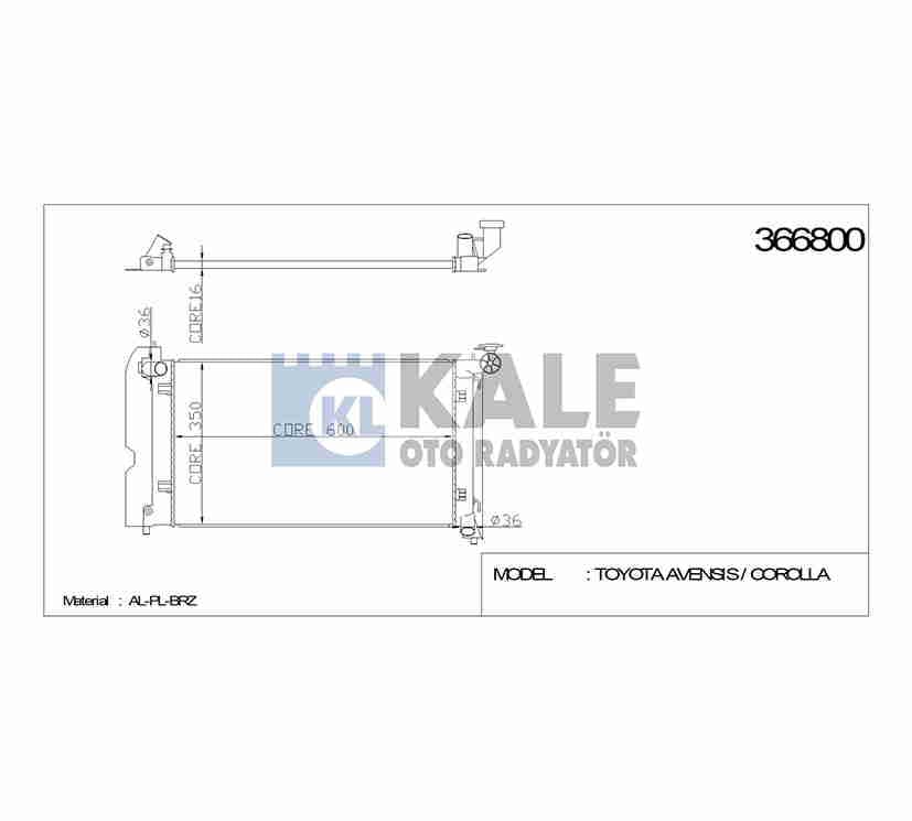 RADYATÖR SU COROLLA 02-07 / AVENSIS 03-08 3ZZ A-T BRAZING - Yedek Parça