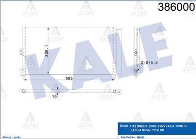 RADYATÖR KLİMA DOBLO 01-10 1.3JTD-1.9JTD / PUNTO 99-09 1.3JTD / IDEA 03=> 1.2-1.3JTD - Yedek Parça