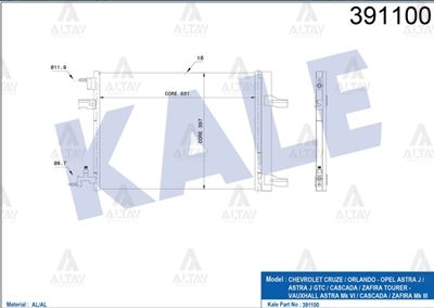 RADYATÖR KLİMA ASTRA J 09-16 1.3CDTI-1.4-1.6 / CRUZE 09-14 1.6 - Yedek Parça