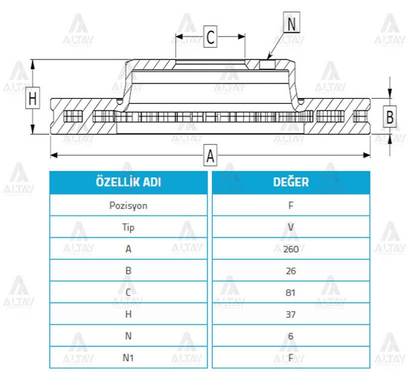 FREN DİSKİ SKYSTAR 03-12 D-23 4x4 / TERRANO 98-07 4x4 / PATHFINDER 97-04 4x4 / ÖN HAVALI 300-6 - Yedek Parça