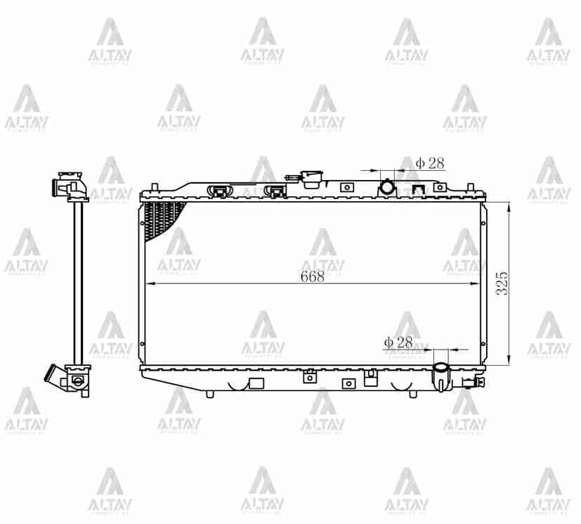 RADYATÖR SU CIVIC    88-91 / CRX 16mm M-T BRAZING - Yedek Parça