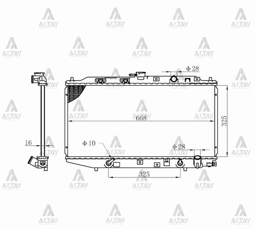 RADYATÖR SU CIVIC    88-91 16mm A-T BRAZING - Yedek Parça