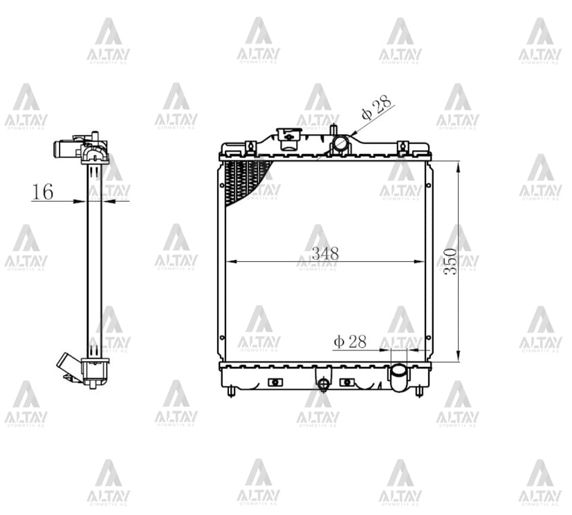 RADYATÖR SU CIVIC  92-00 16MM M-T BRAZING - Yedek Parça