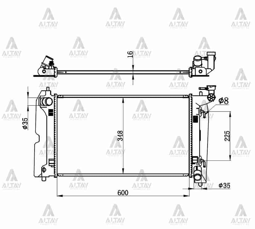 RADYATÖR SU COROLLA 02-07 / AVENSIS 03-08 3ZZ A-T GEÇMELİ TİP BRAZING - Yedek Parça