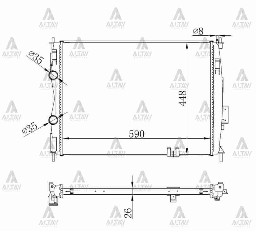 RADYATÖR SU QASHQAI 07-13  / &nbsp;QASHQAI+2 1.6 - 2.0 BENZİNLİ 26mm M-T BRAZING - Yedek Parça