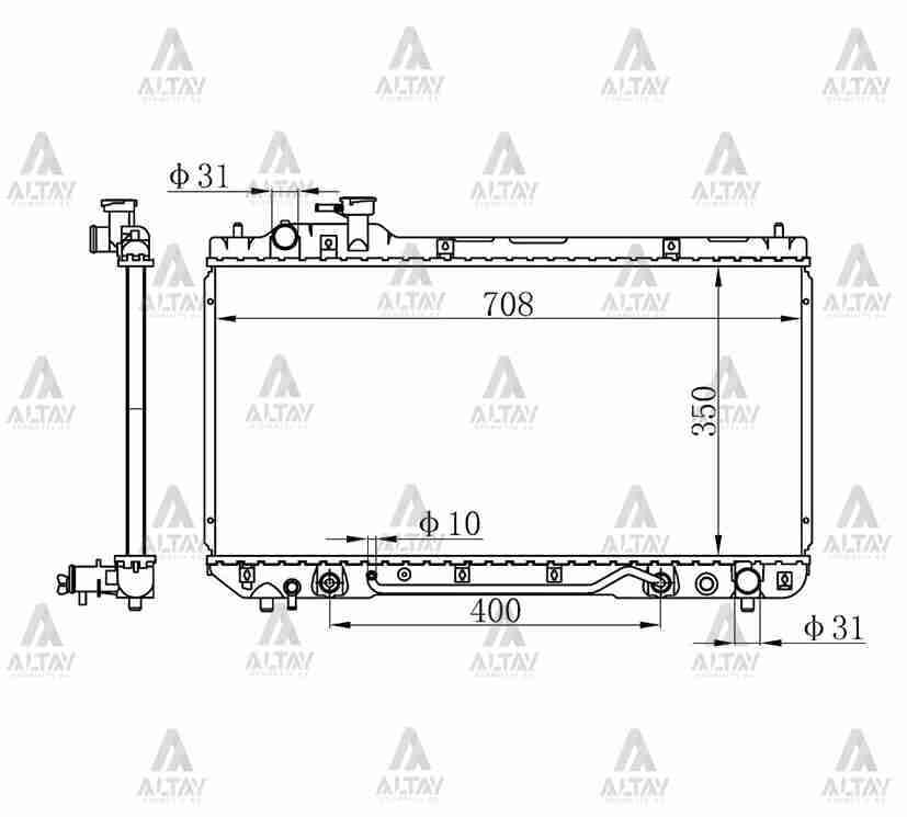 RADYATÖR SU RAV-4  94-00 2.0 BENZİNLİ 22mm A-T BRAZING - Yedek Parça