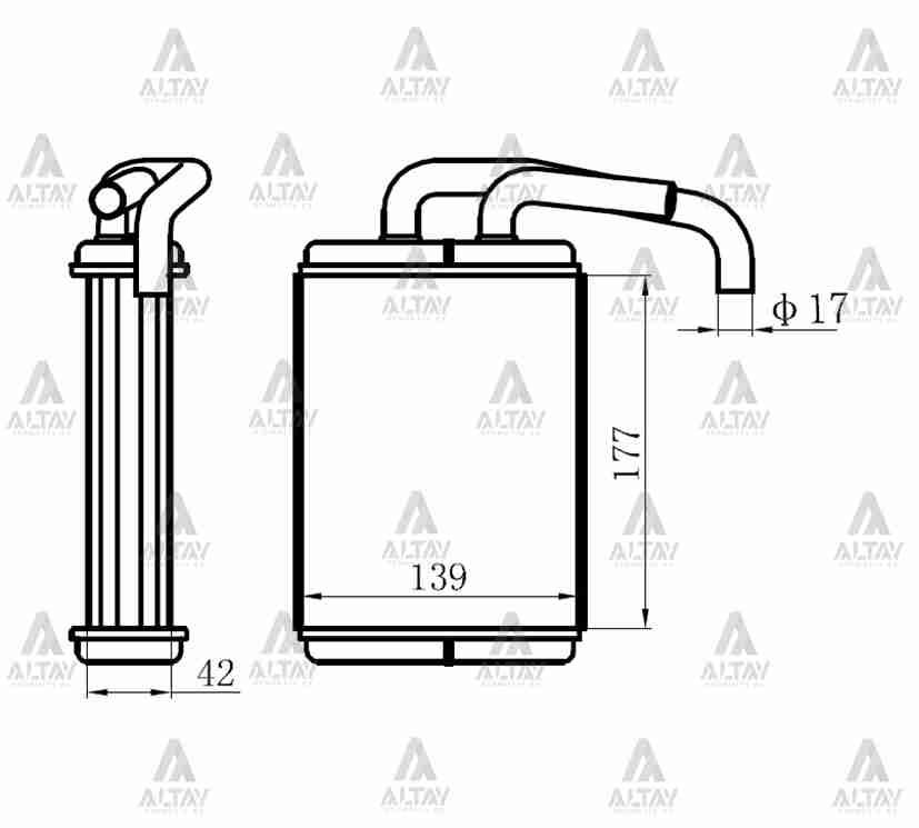 RADYATÖR KALORİFER L-200  99-05 BRAZING 177x139x32 - Yedek Parça