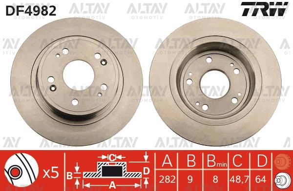 FREN DİSKİ ACCORD 09-15 / ARKA DÜZ 282-5 (SET) - Yedek Parça