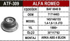 ALFA ROMEO 145-146-155 ARKA PORYA BİLYALI ABS Lİ - Yedek Parça