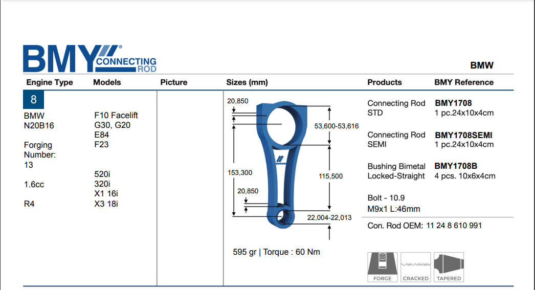 BMW F10-F30 N20 N16 PİSTON KOLU ADET 11248610991 - Yedek Parça