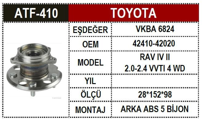 TOYOTA RAV4 01>05 ARKA TEKER PORYASI ABS Lİ - Yedek Parça