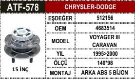 CHRYSLER VOYAGER 95-01 ARKA PORYA 4 CEKER 4683514 - Yedek Parça