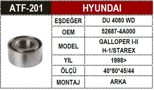 HYUNDAİ  GALLOPER I-II / H-1/STAREX 98- ARKA AKS RULMANI - Yedek Parça
