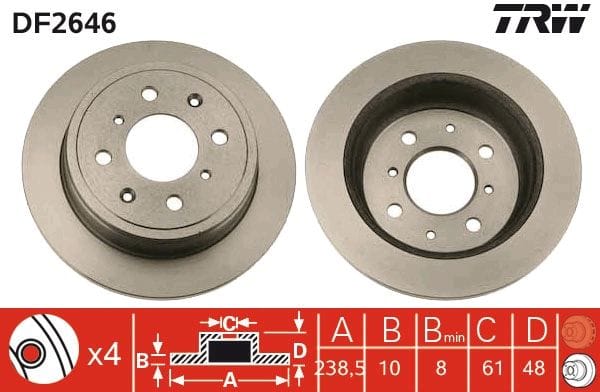 HONDA CIVIC 92-01 ROVER 95-00 ARKA FREN DİSKİ TKM 239-4 42510-SK3-305 - Yedek Parça