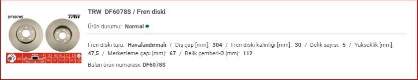 M.BENZ W211 4-MATİC ÖN DİSK ADET A2114211212 - Yedek Parça
