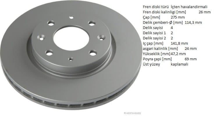 KIA CERATO 04-ÖN FREN DİSK TANE 275C 517122F100 - Yedek Parça