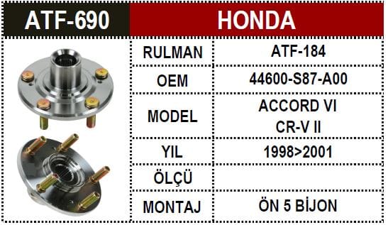 HONDA ACCORD 98-02 CRV 97-01 ÖN TEKER PORYASI - Yedek Parça