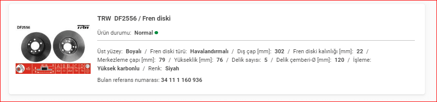 BMW E34 ÖN DİSK HAVALI TAKIM 34111160936 - Yedek Parça